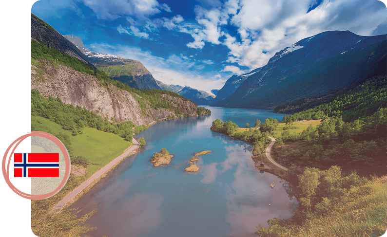 Norská krajina s fjordem